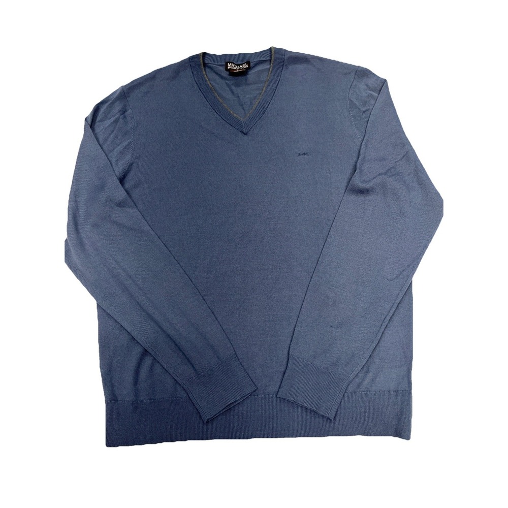Michael Kors Men's‎ Size L Pullover Sweater V-neck Soft Acrylic Gray Soft